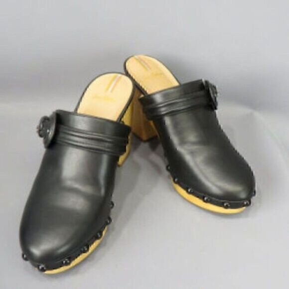 Sam Edelman Nyla Buckle Slip on Black Block Heel Clog Shoes 9.5 - Picture 11 of 12